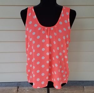 Polka Dot Keyhole Back Coral Tank Large